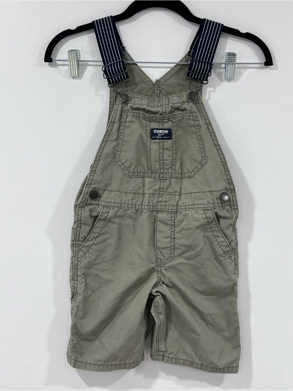 OshKosh B'gosh Olive Green Overalls with White Trim